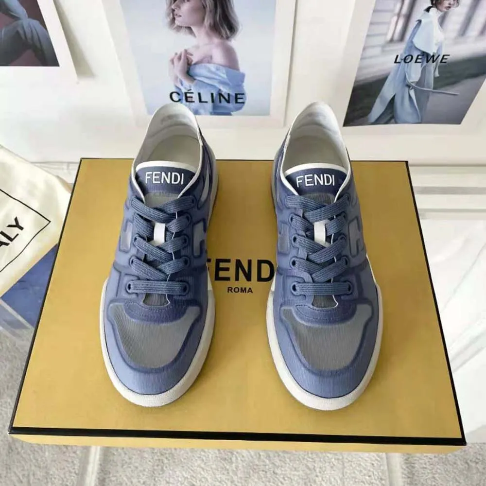 Fendi Zapatillas bajas unisex Match de malla azul