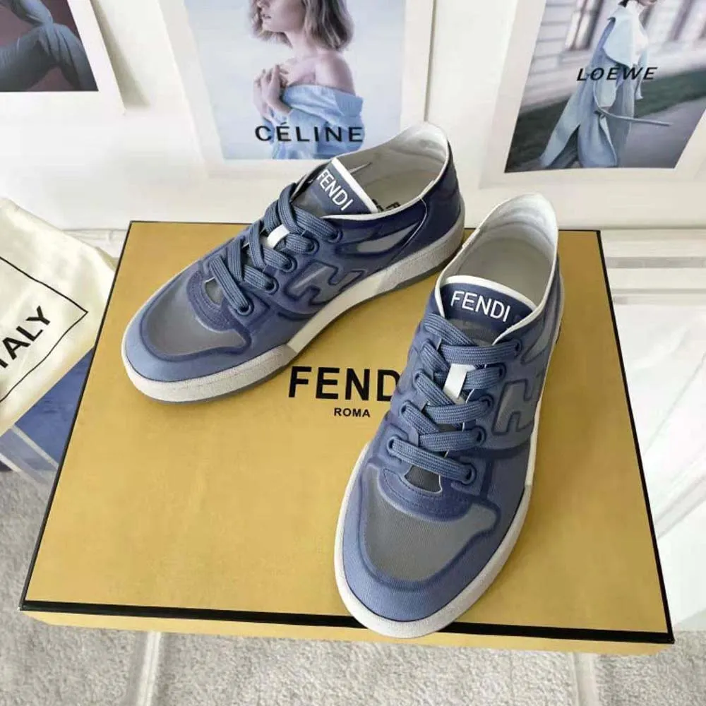 Fendi Zapatillas bajas unisex Match de malla azul