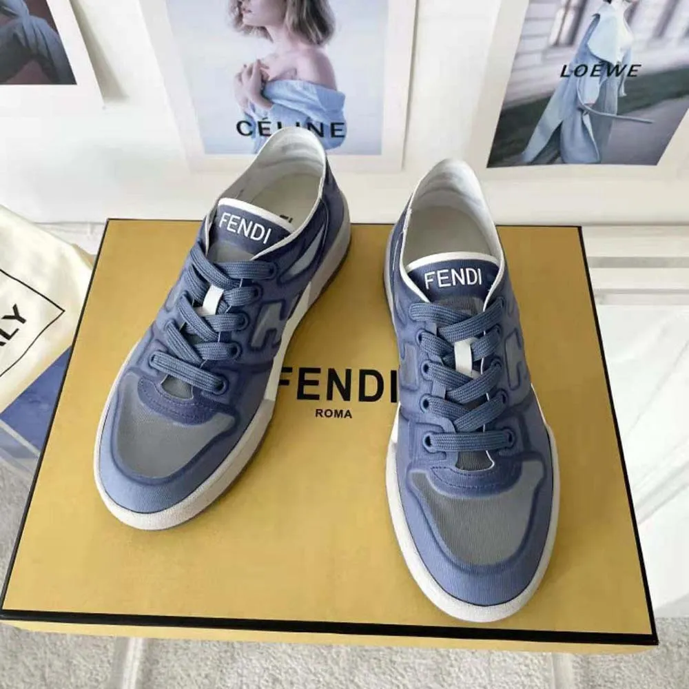 Fendi Zapatillas bajas unisex Match de malla azul