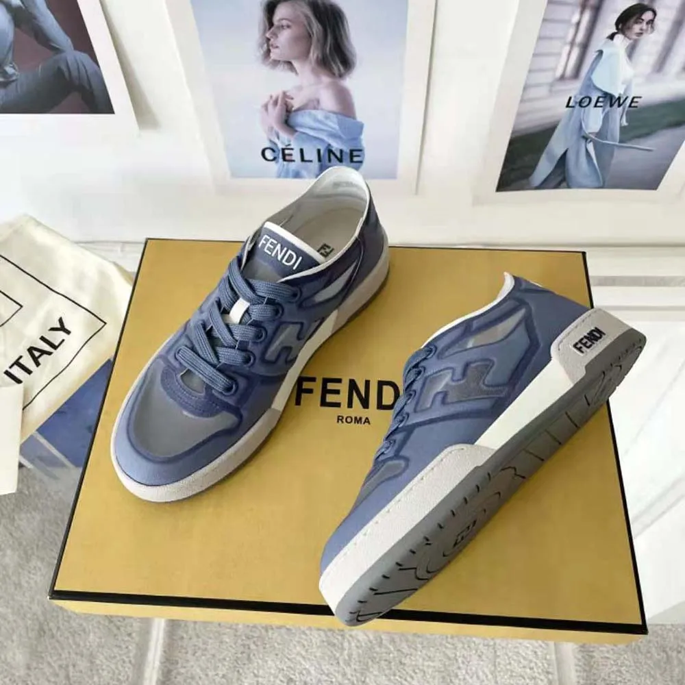 Fendi Zapatillas bajas unisex Match de malla azul