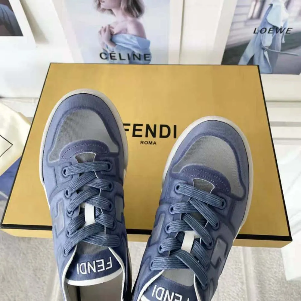 Fendi Zapatillas bajas unisex Match de malla azul
