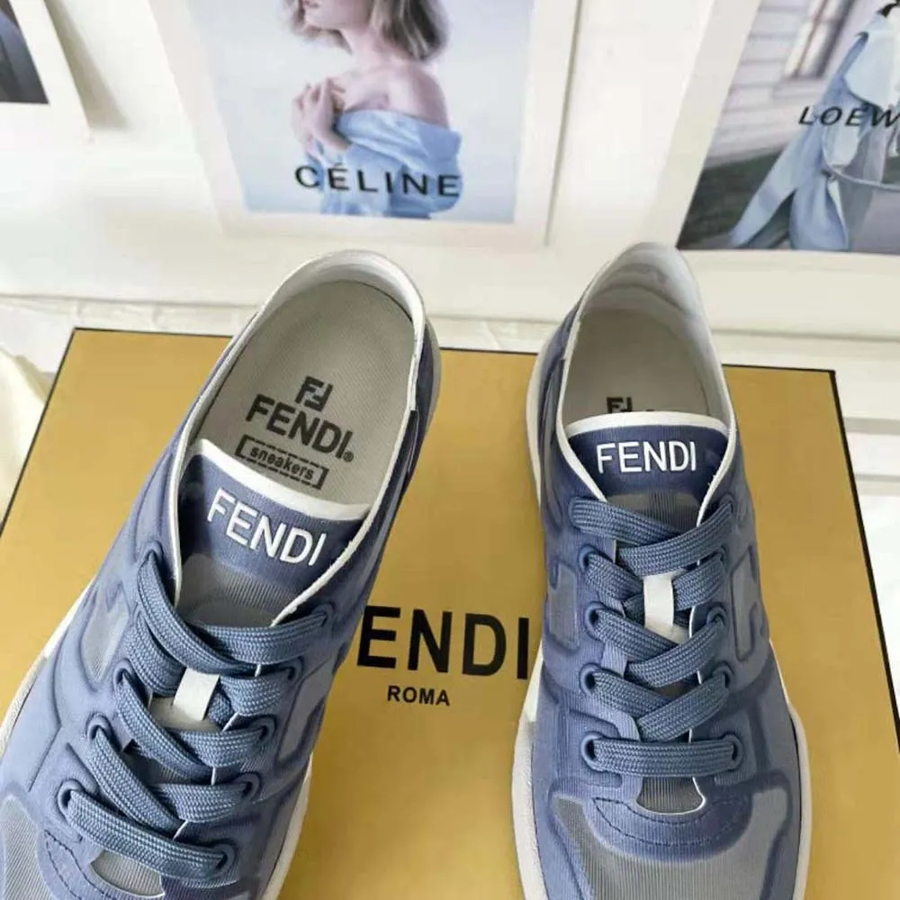 Fendi Zapatillas bajas unisex Match de malla azul