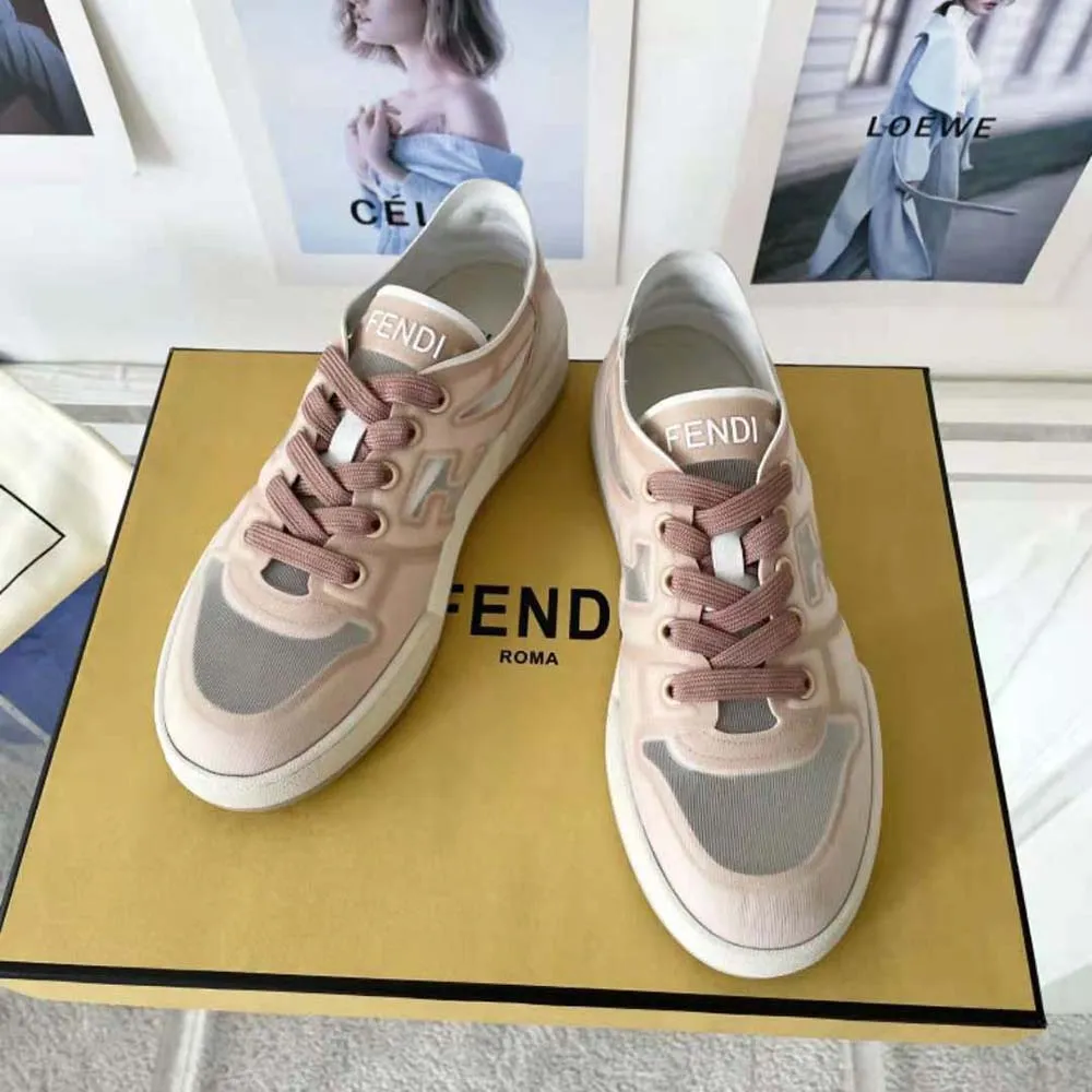 Fendi Zapatillas bajas unisex Match de malla rosa