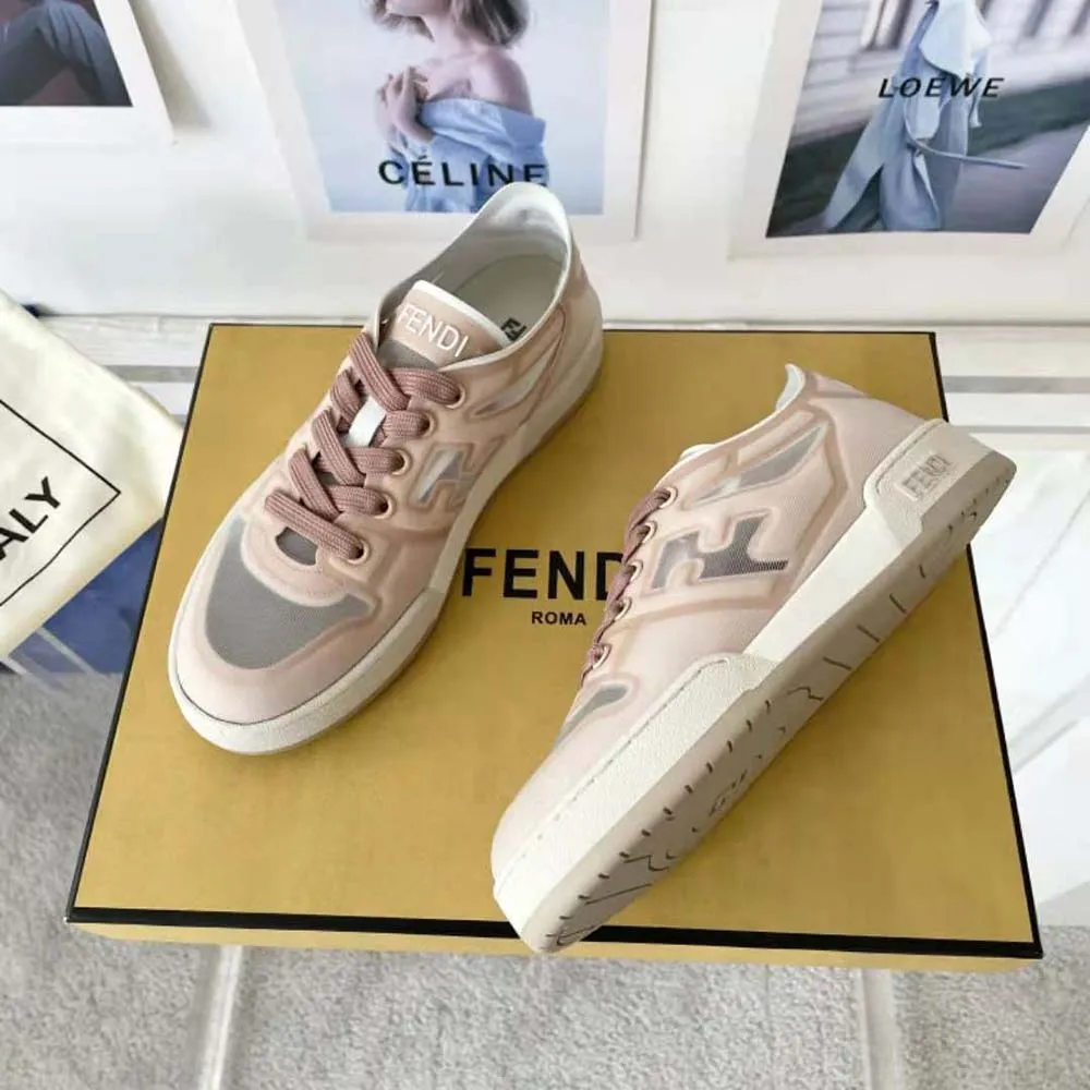 Fendi Zapatillas bajas unisex Match de malla rosa