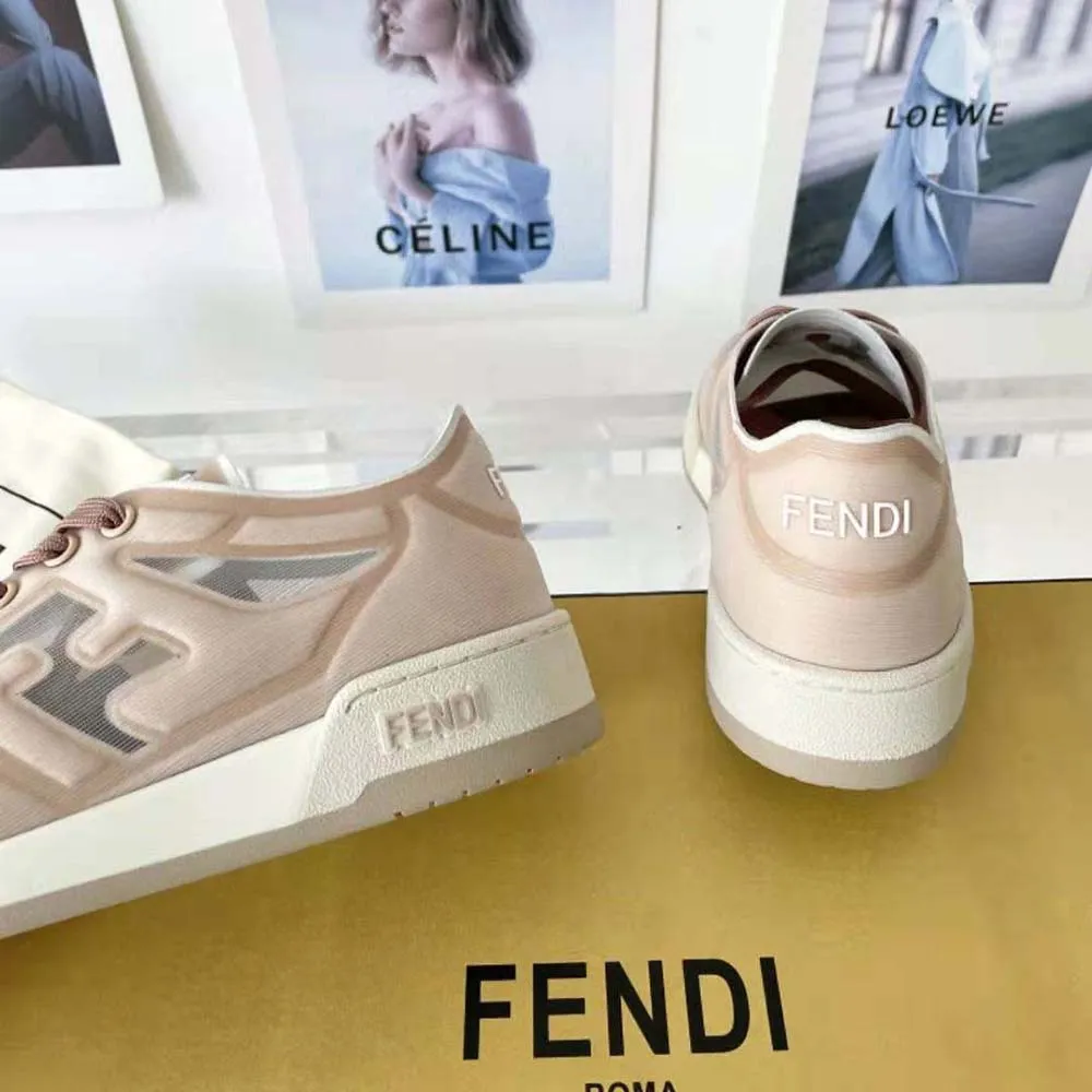 Fendi Zapatillas bajas unisex Match de malla rosa