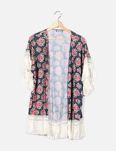Funky Project Kimono azul estampado floral