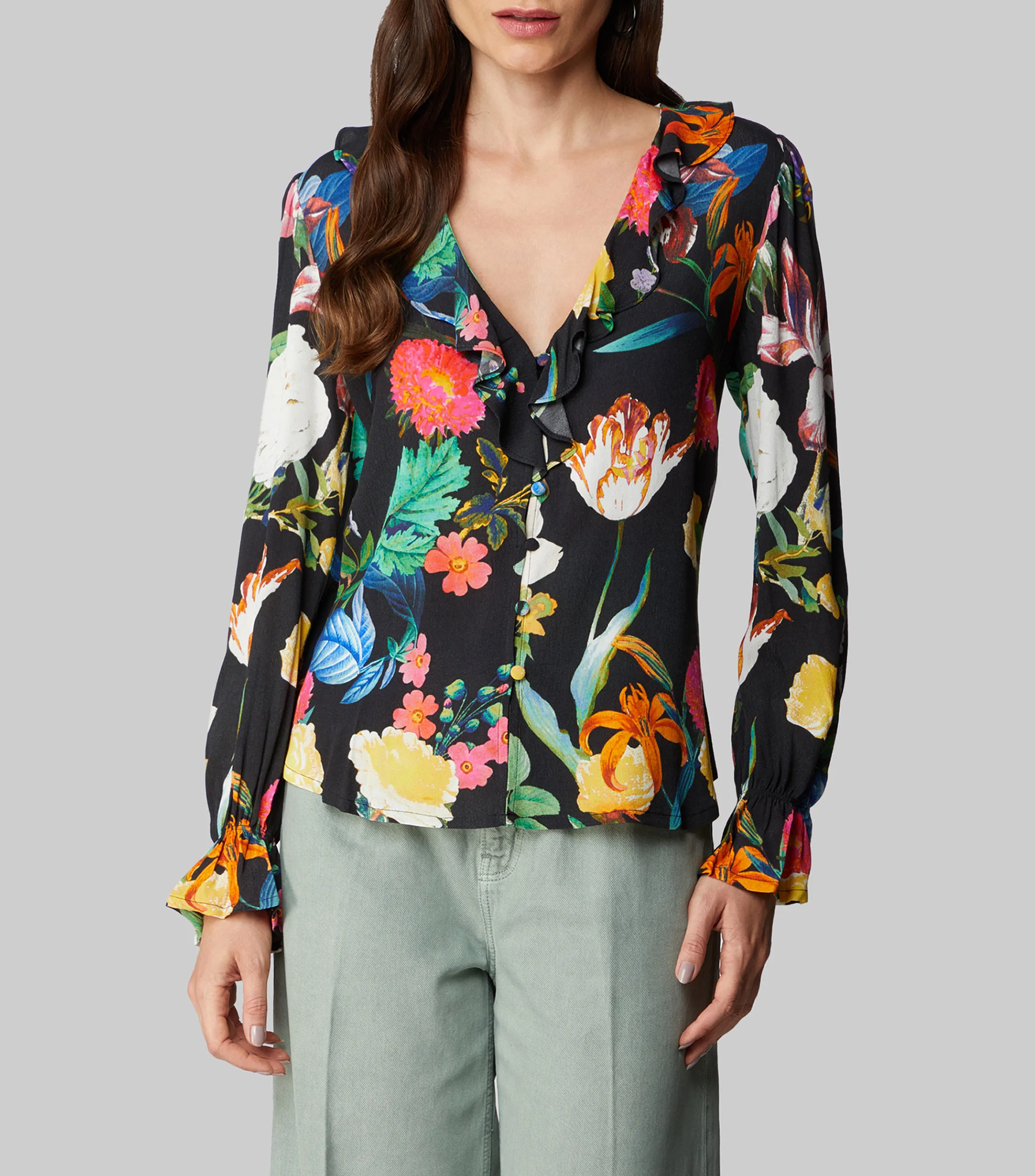 Guess Blusa estampada manga larga Mujer