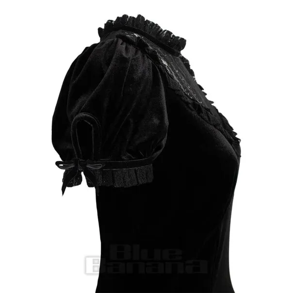 Hell Bunny Terciopelo Luto Mini Vestido (Negro)