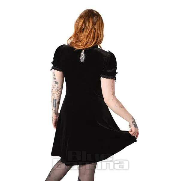 Hell Bunny Terciopelo Luto Mini Vestido (Negro)