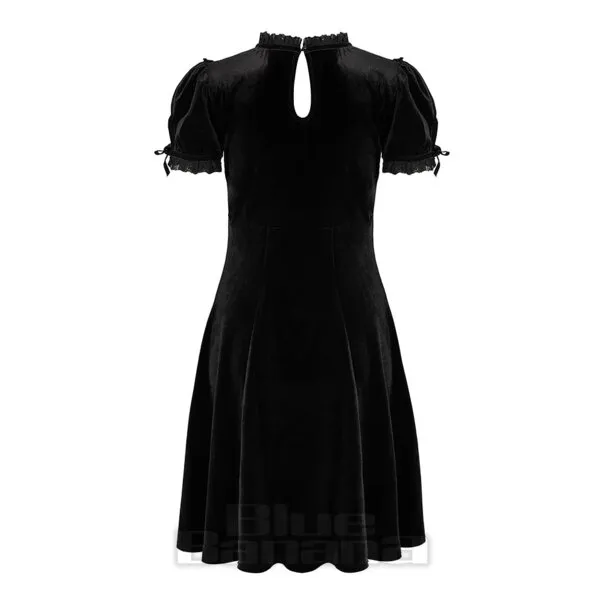 Hell Bunny Terciopelo Luto Mini Vestido (Negro)