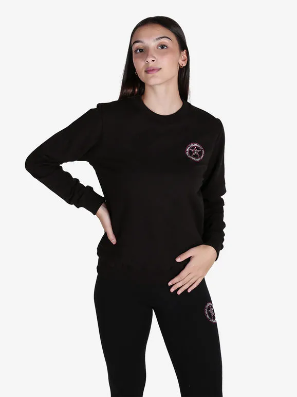 Hollywood Milano Sudadera deportiva de mujer con cuello redondo y strass