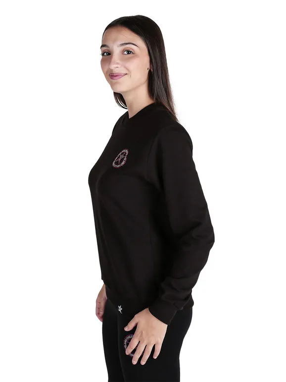 Hollywood Milano Sudadera deportiva de mujer con cuello redondo y strass