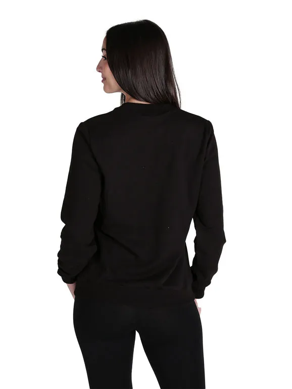 Hollywood Milano Sudadera deportiva de mujer con cuello redondo y strass