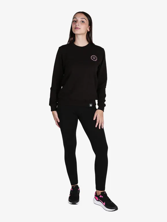 Hollywood Milano Sudadera deportiva de mujer con cuello redondo y strass