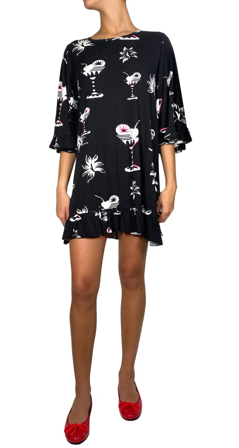JAZMIN CHEBAR Vestido Estampado Negro
