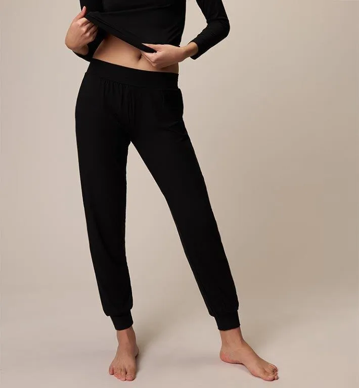 Joggings mujer tejido natural negro