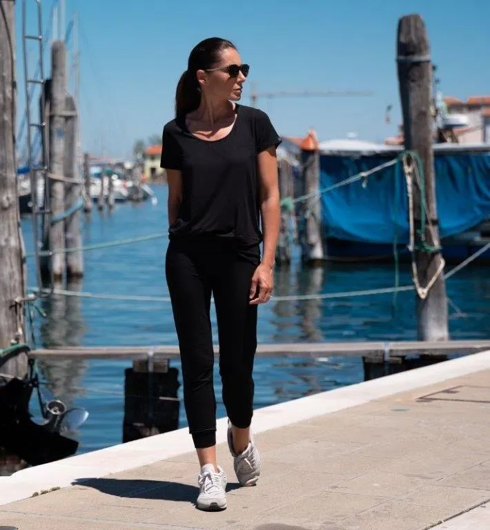 Joggings mujer tejido natural negro