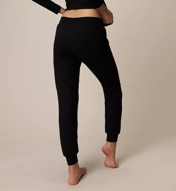 Joggings mujer tejido natural negro