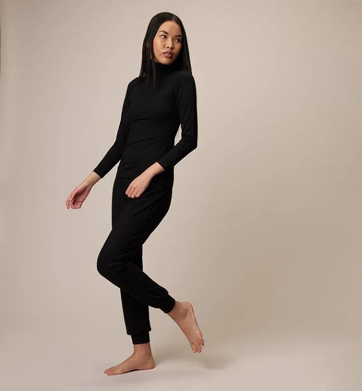 Joggings mujer tejido natural negro