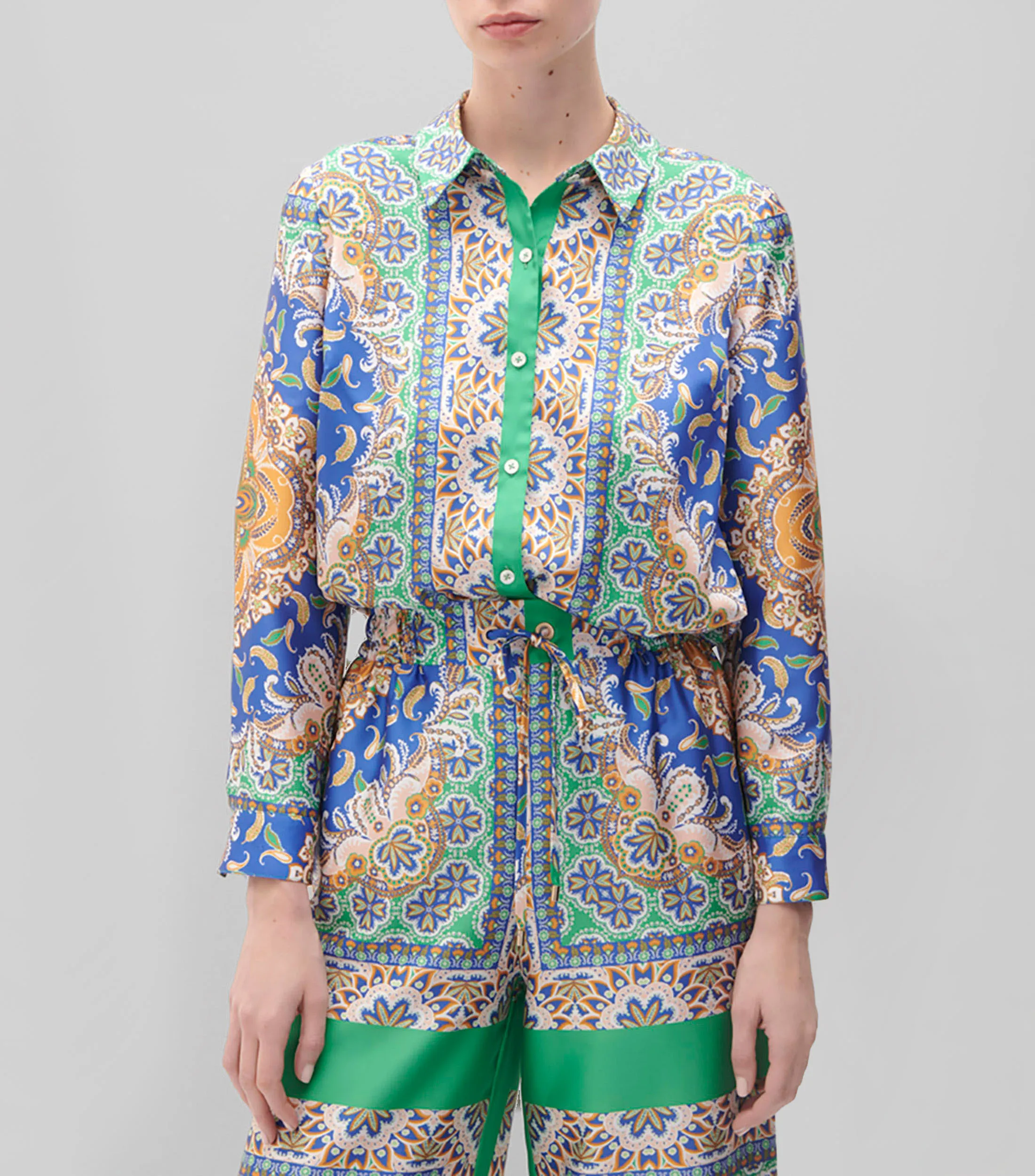 Julio Blusa Camisera Satinada Estampado Pañuelo Mujer