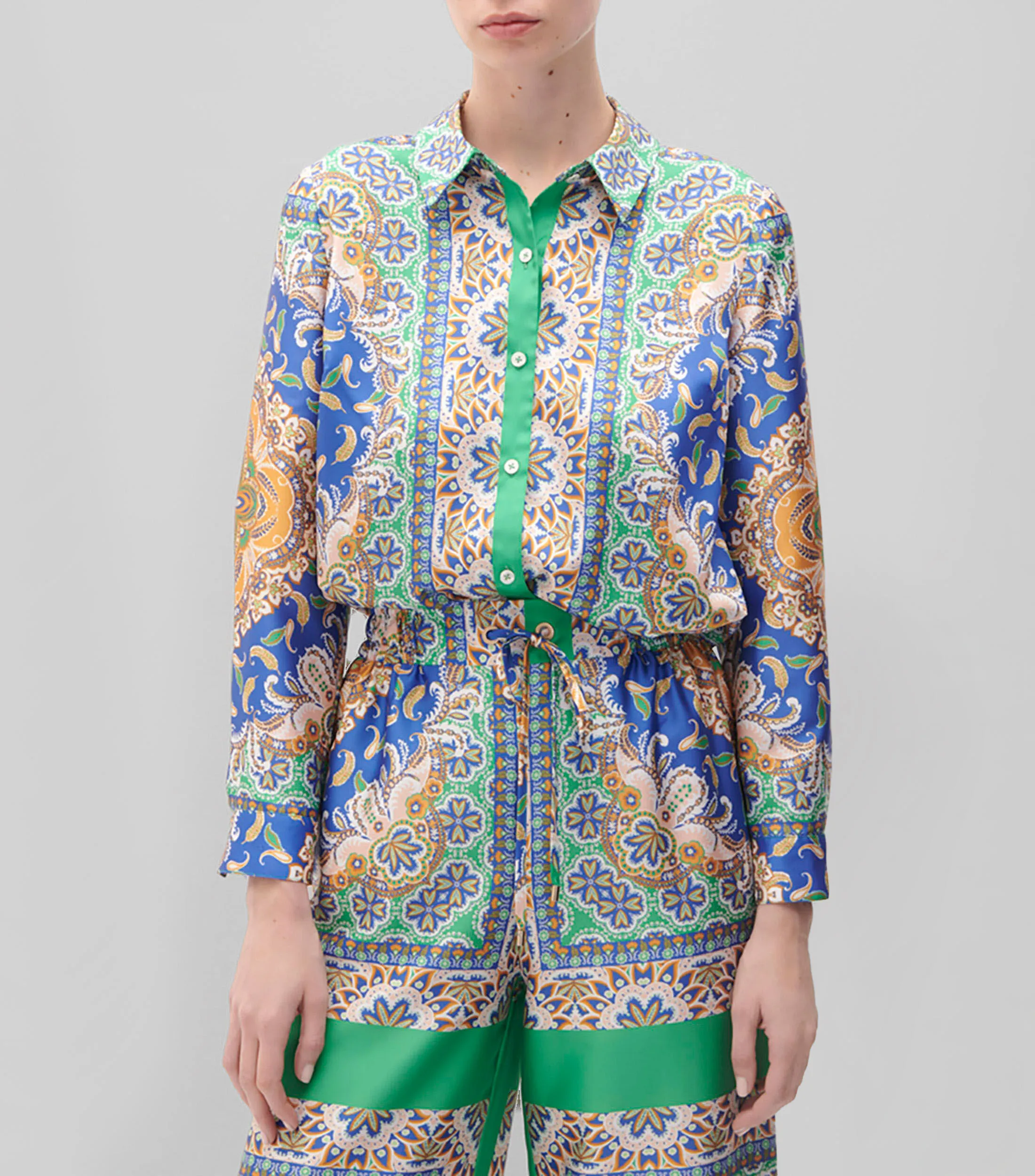 Julio Blusa Camisera Satinada Estampado Pañuelo Mujer