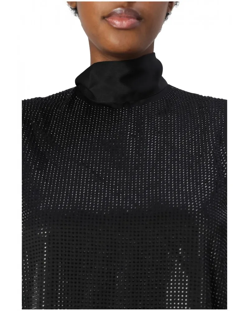 KARL LAGERFELD  TOP CON PEDRERíA Y LAZO OVERSIZE EN EL CUELLO COLOR NEGRO