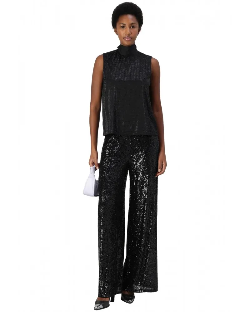 KARL LAGERFELD  TOP CON PEDRERíA Y LAZO OVERSIZE EN EL CUELLO COLOR NEGRO