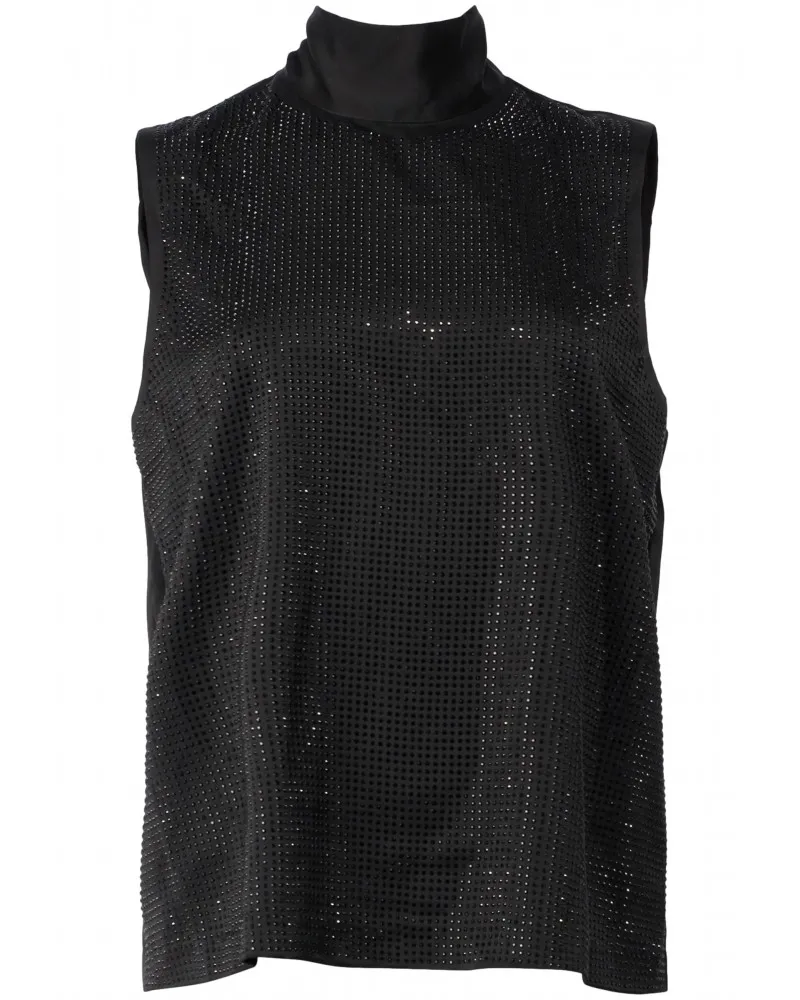 KARL LAGERFELD  TOP CON PEDRERíA Y LAZO OVERSIZE EN EL CUELLO COLOR NEGRO