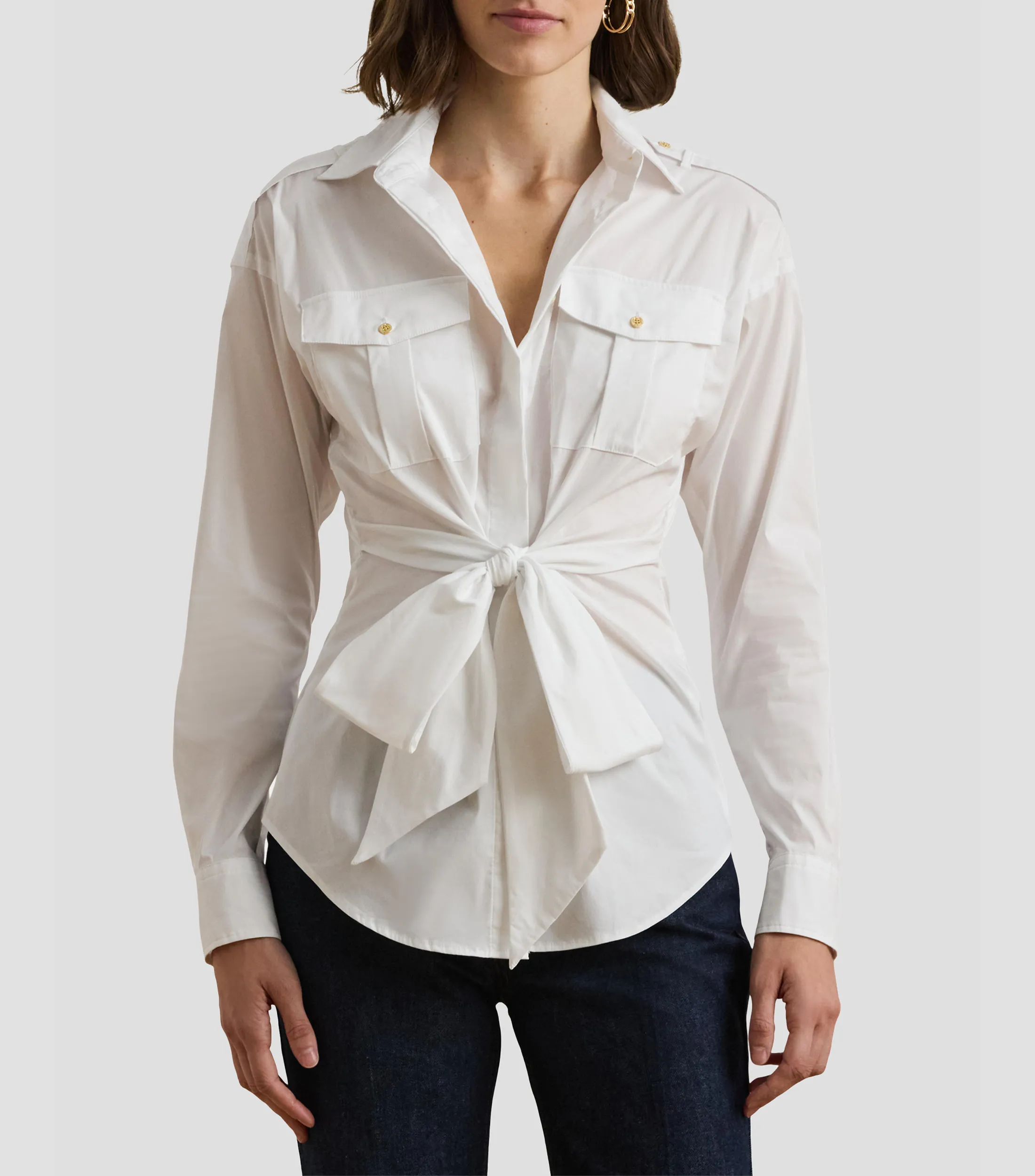 Lauren Blusa lisa manga larga Mujer
