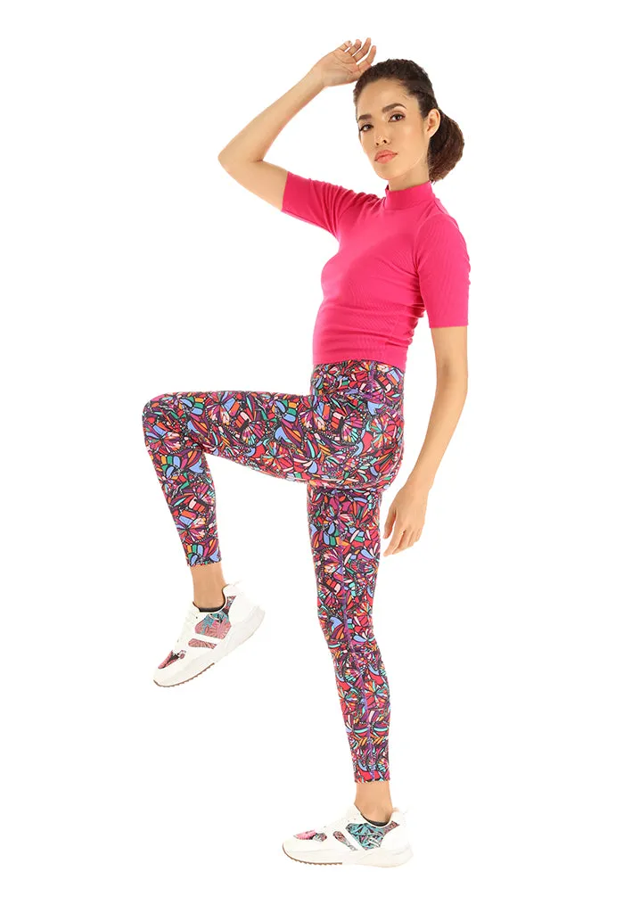 Leggins Metztli Vuelo de Mariposa Negro