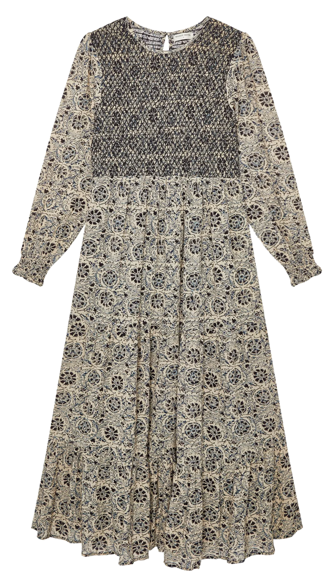 MAISON HOTEL LAYLA  VESTIDO DE ALGODóN LARGO ESTAMPADO EN AZUL