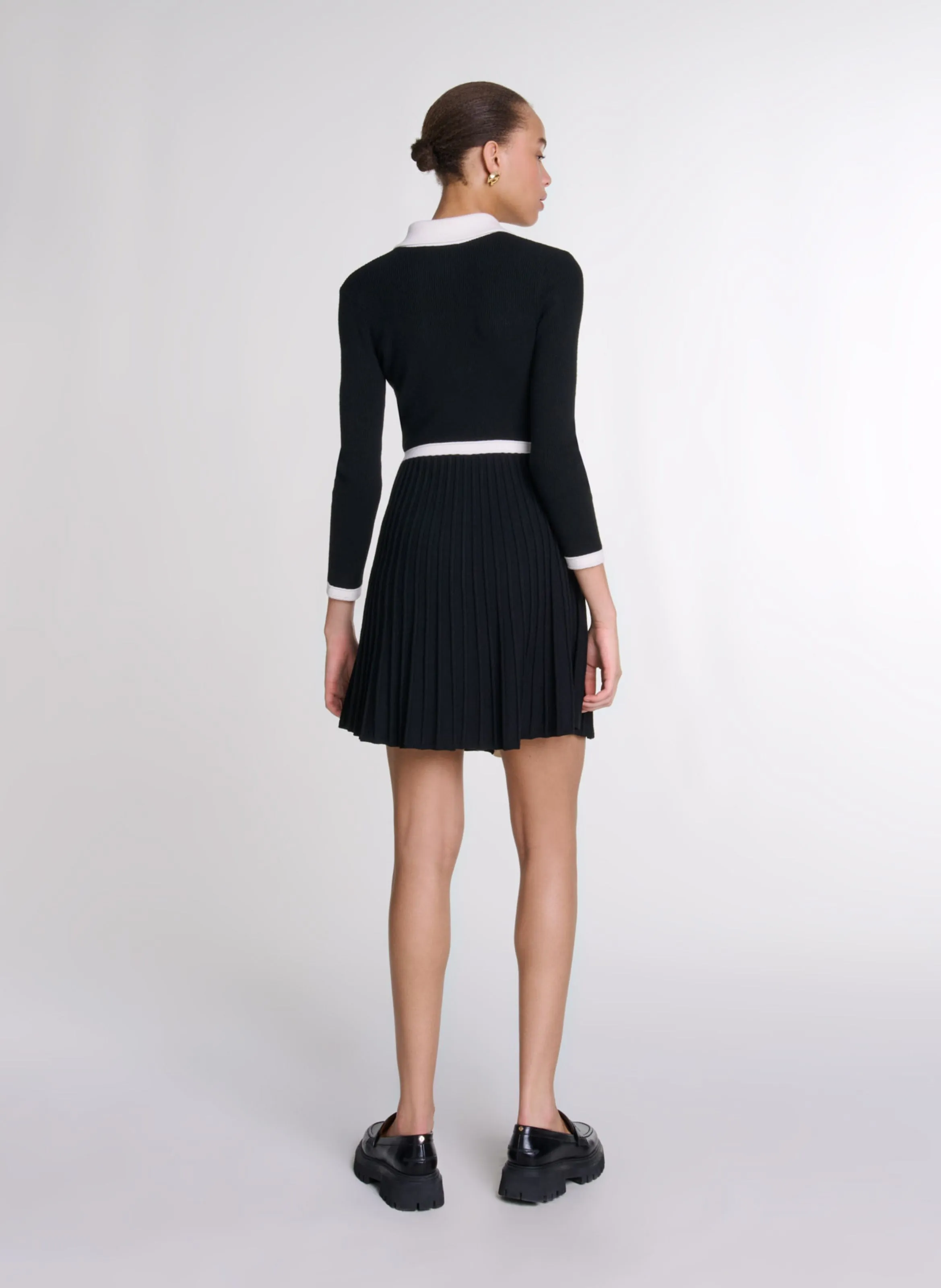 MAJE Vestido camisero corto en negro