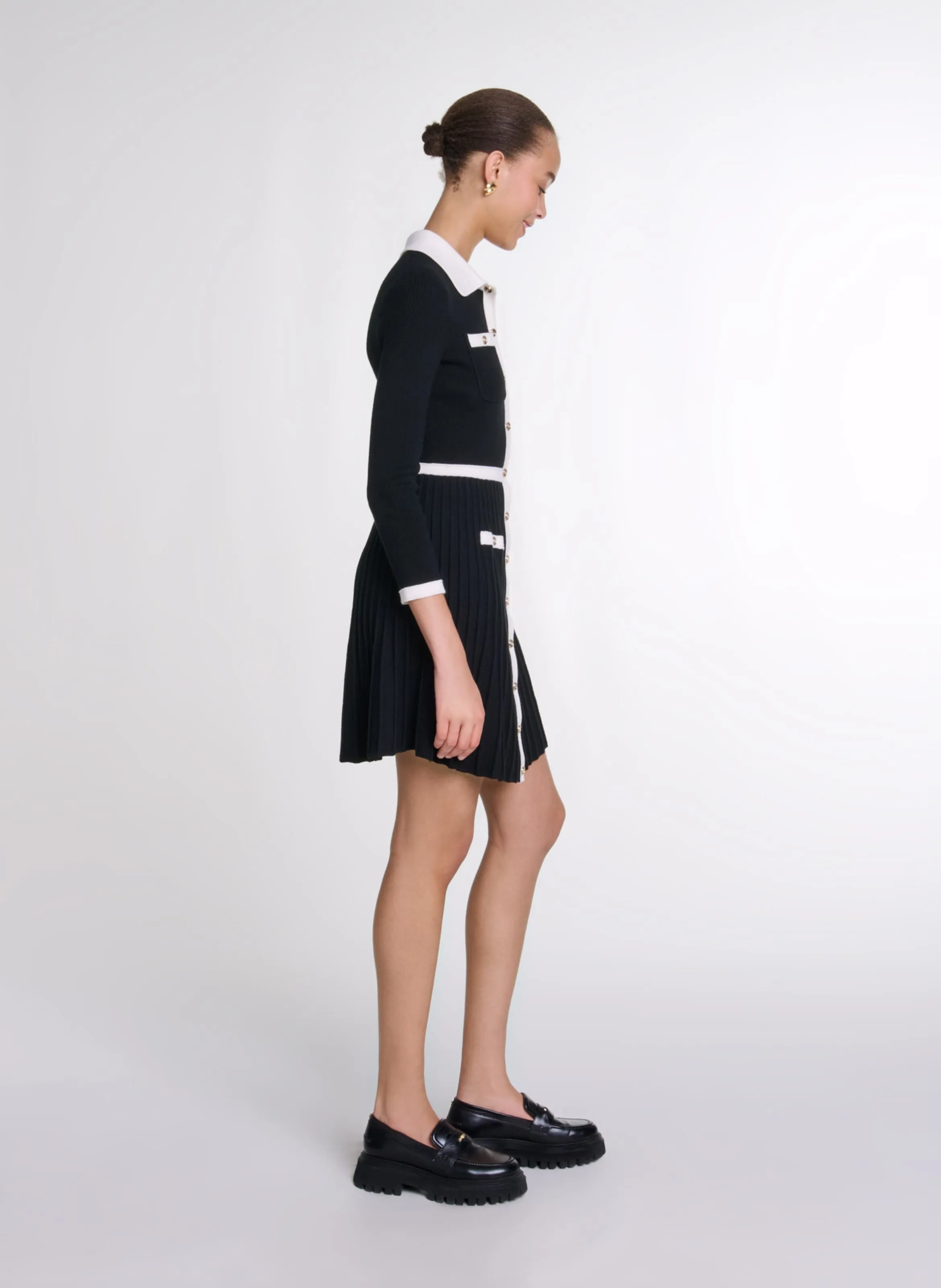 MAJE Vestido camisero corto en negro