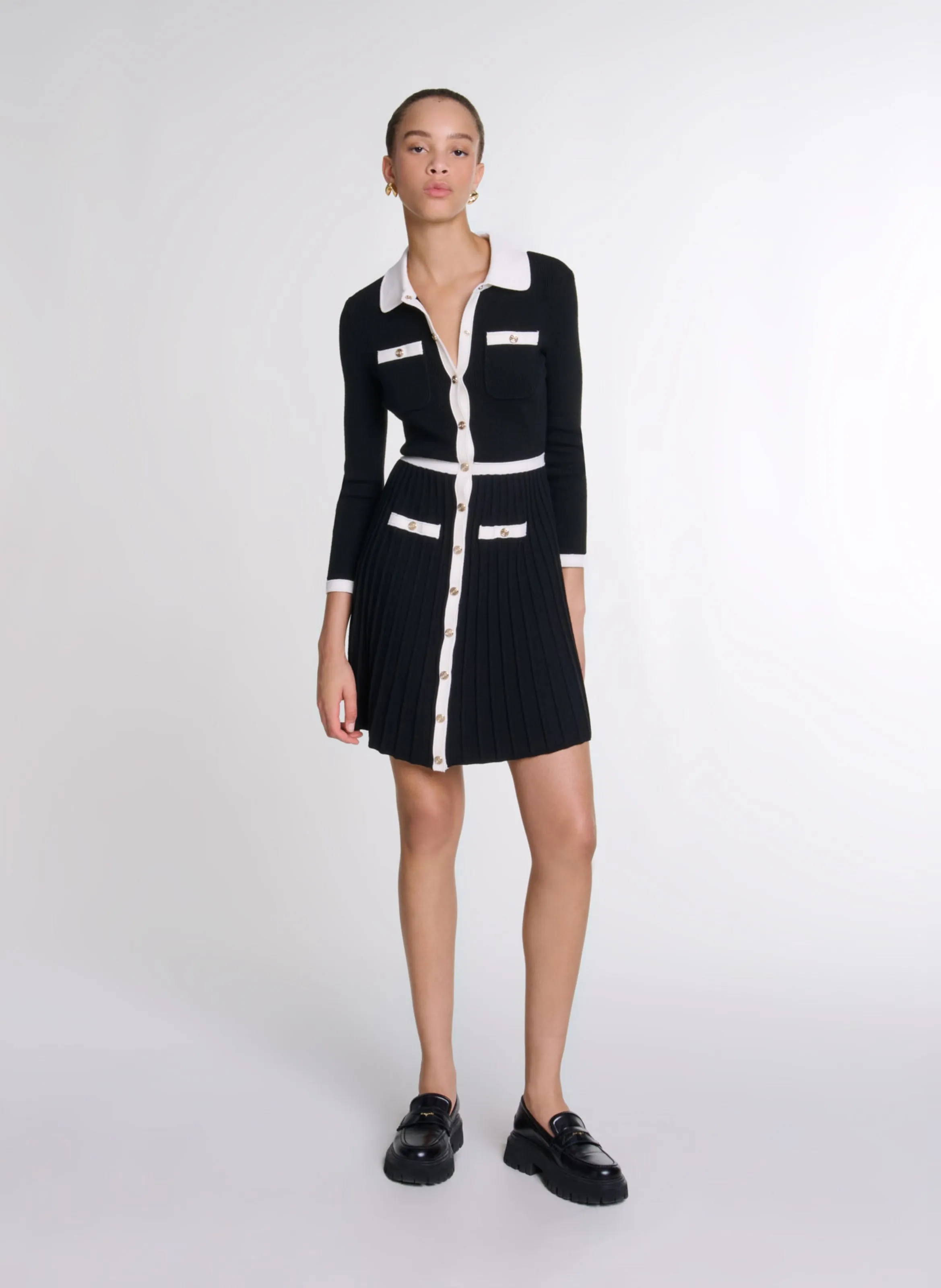 MAJE Vestido camisero corto en negro