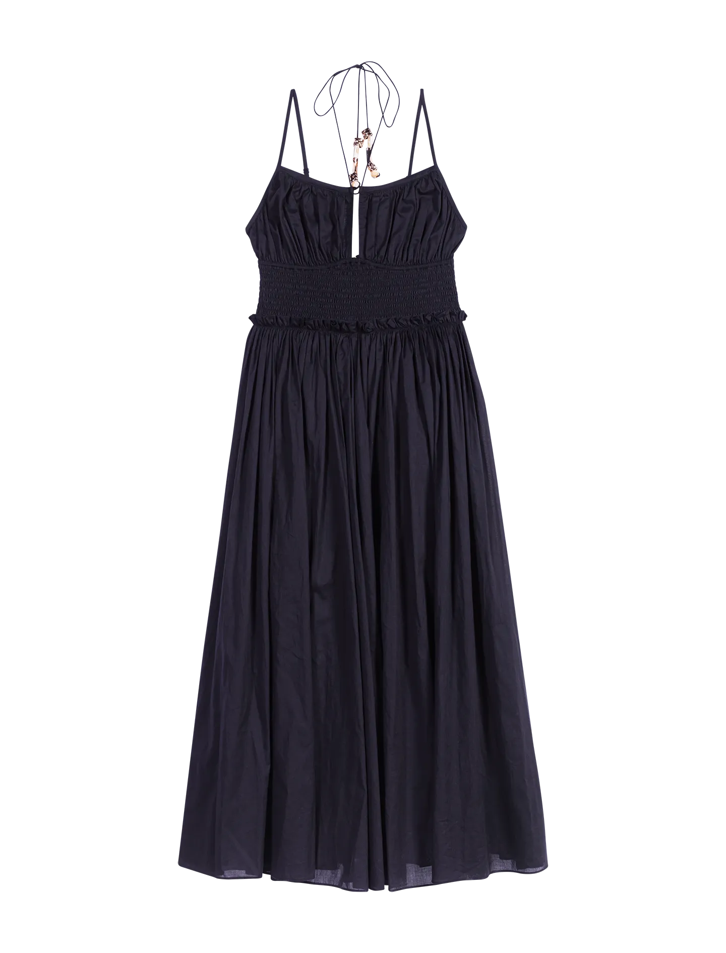 MAJE Vestido con lazos perlados de algodón en negro