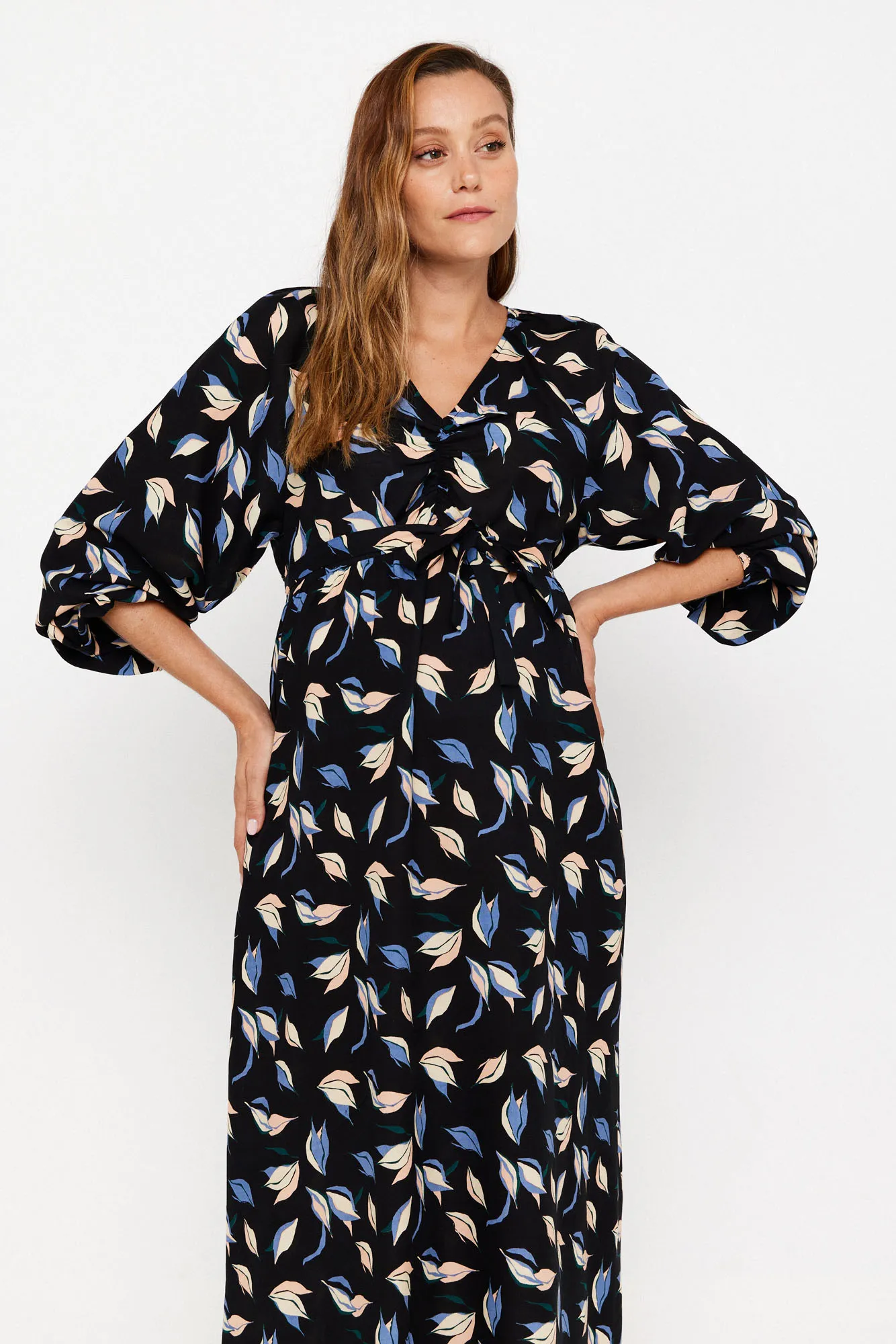 Mamalicious Vestido midi de manga larga maternity