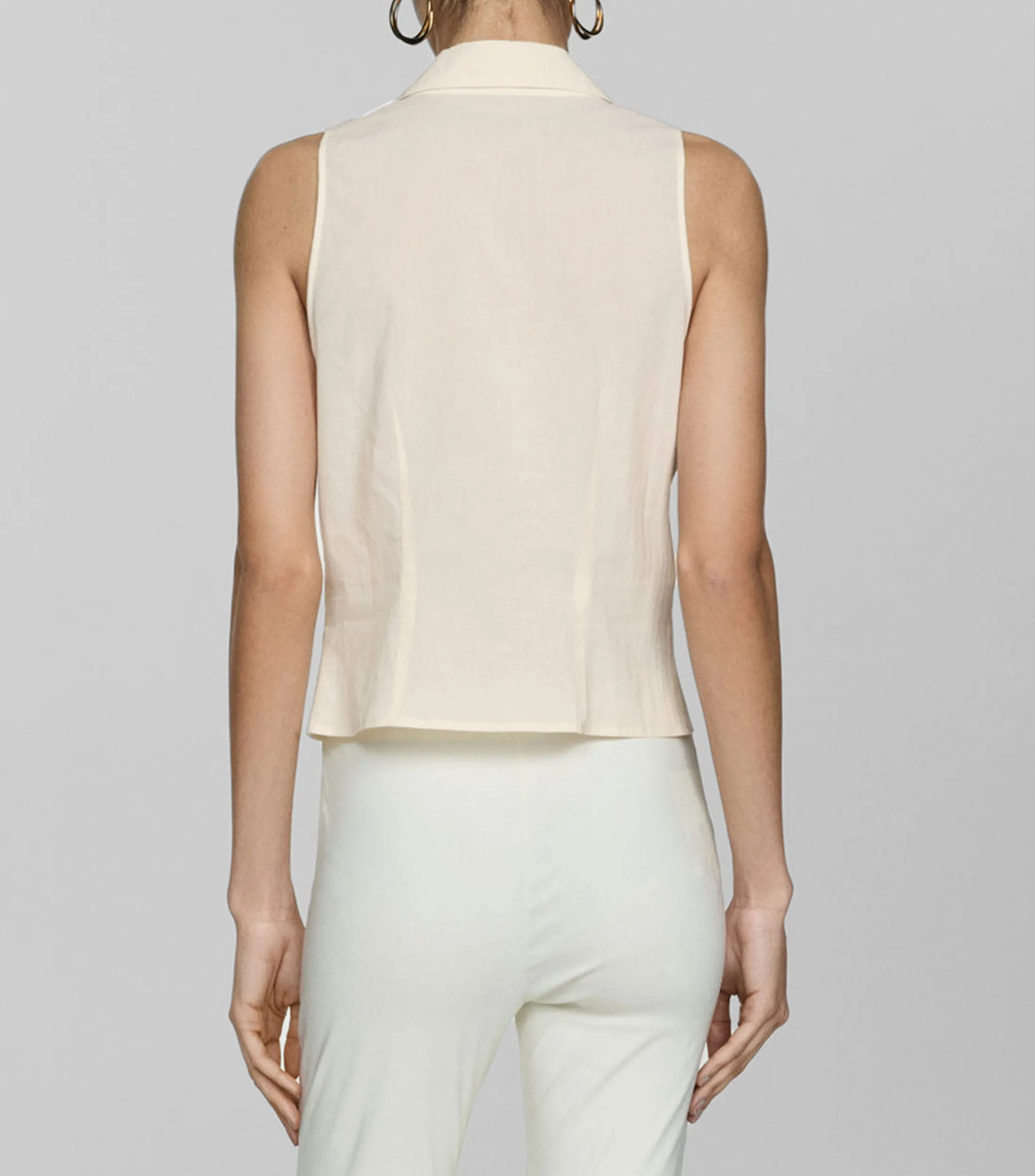 Mango Blusa lisa sin mangas Mujer