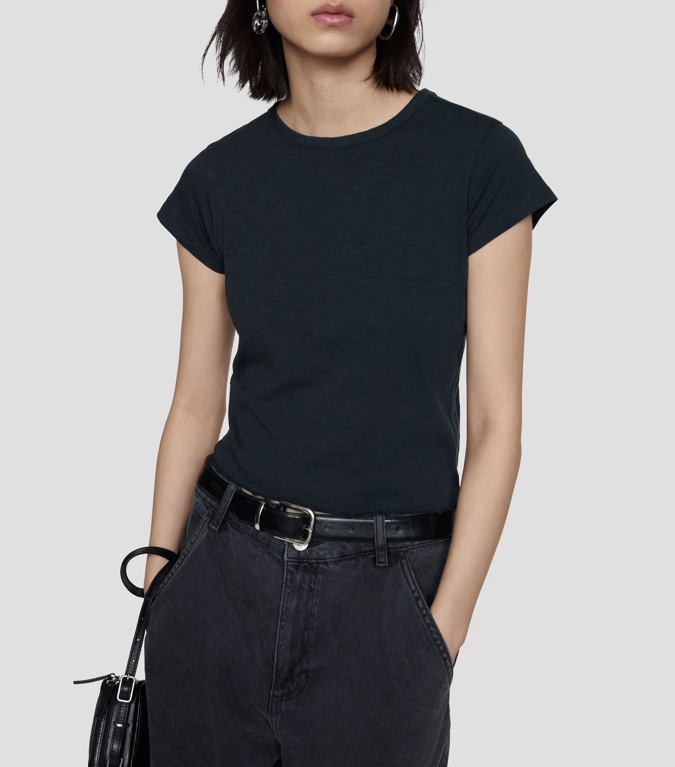 Mango Playera crop top cuello redondo manga corta Mujer