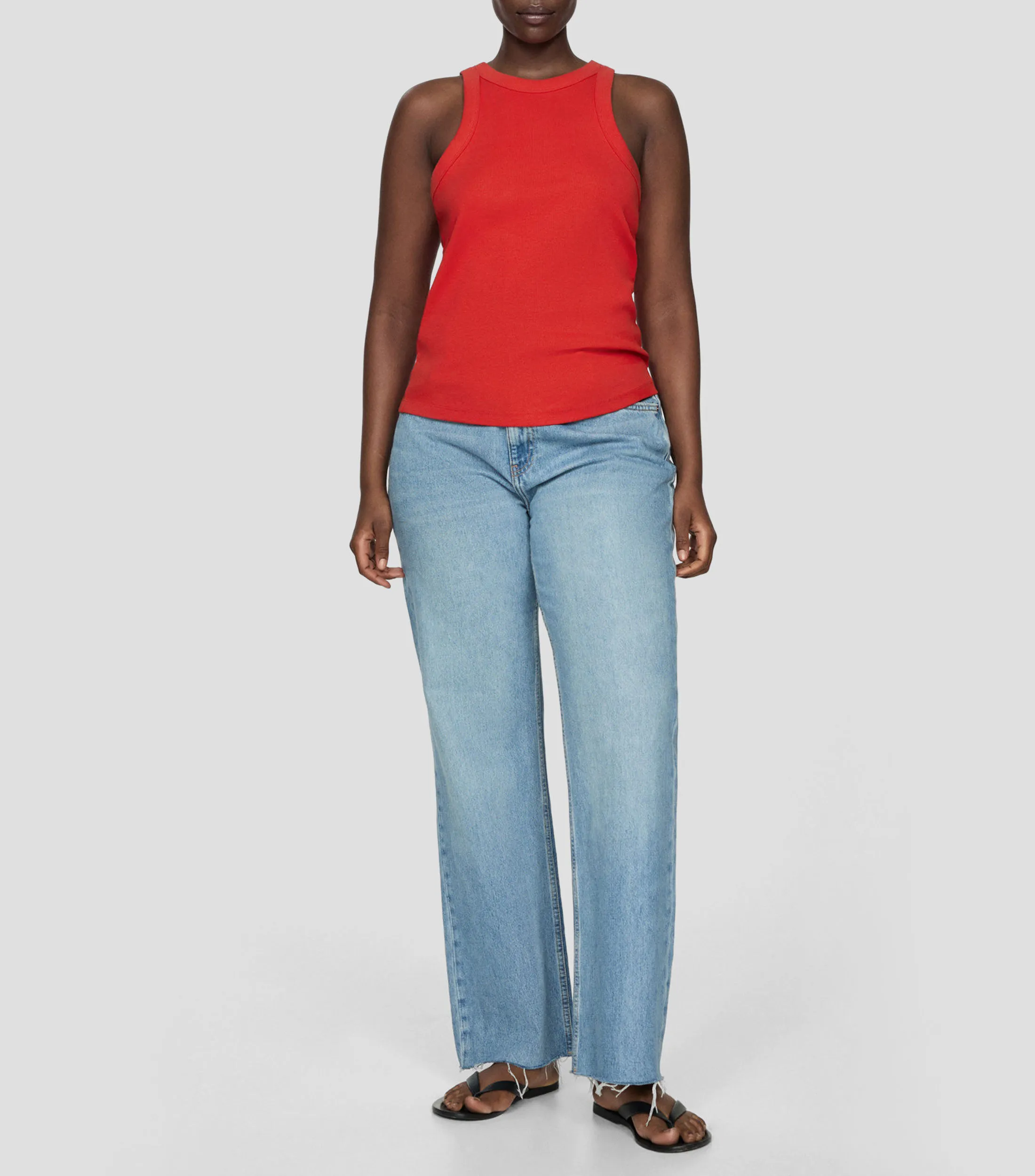 Mango Top acanalado sin mangas Mujer