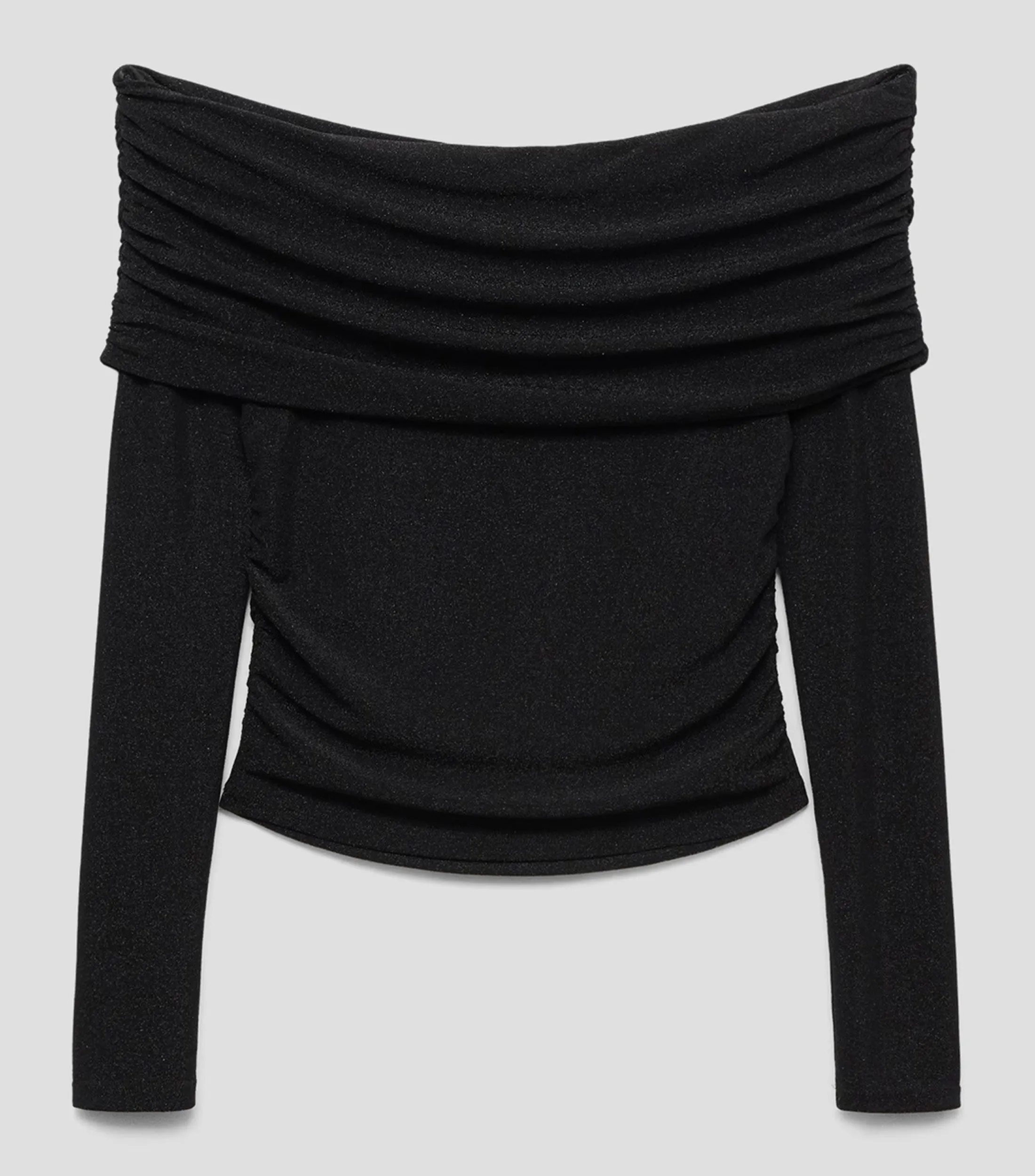 Mango Top cuello strapless manga larga Mujer
