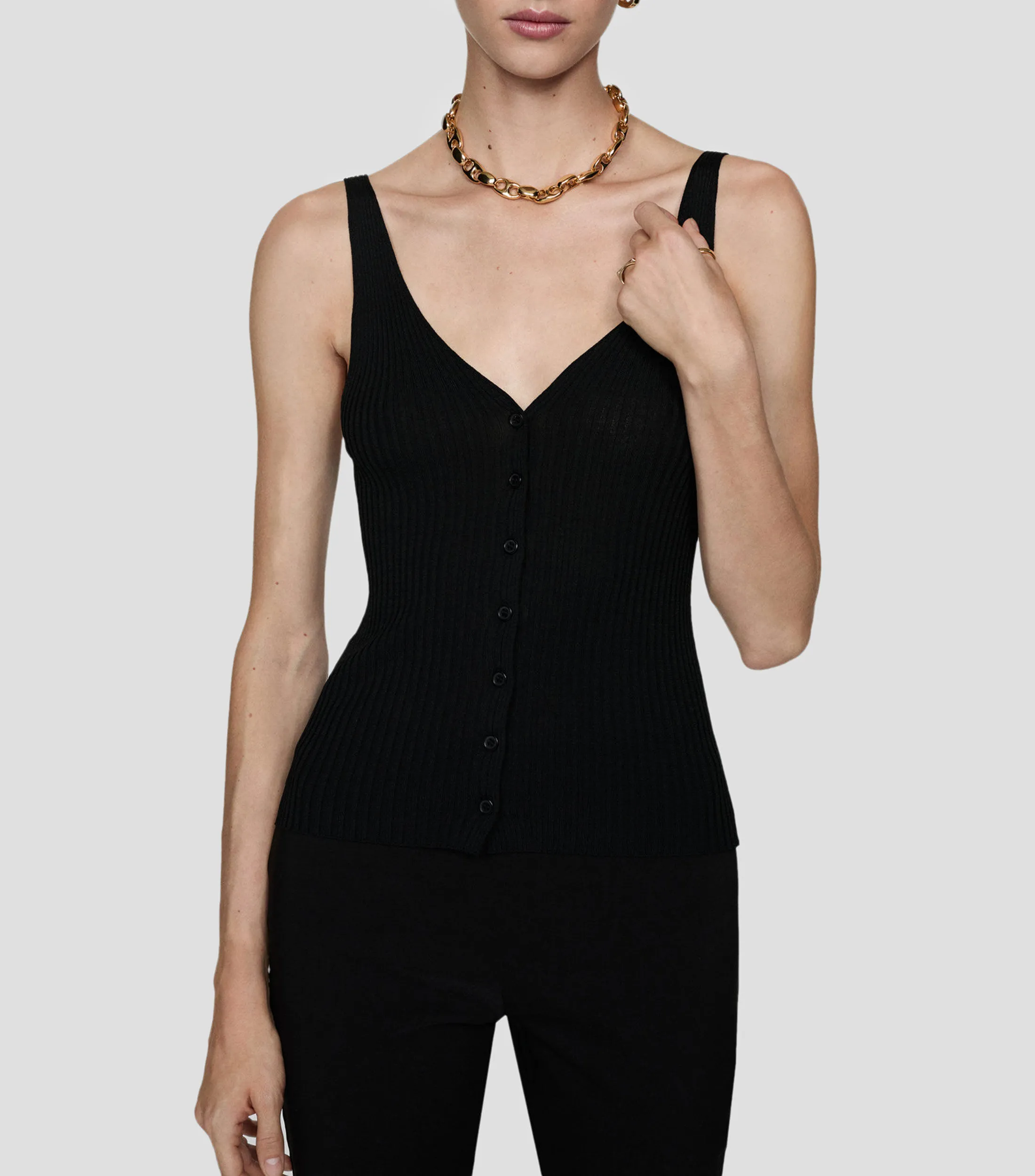 Mango Top liso sin mangas Mujer