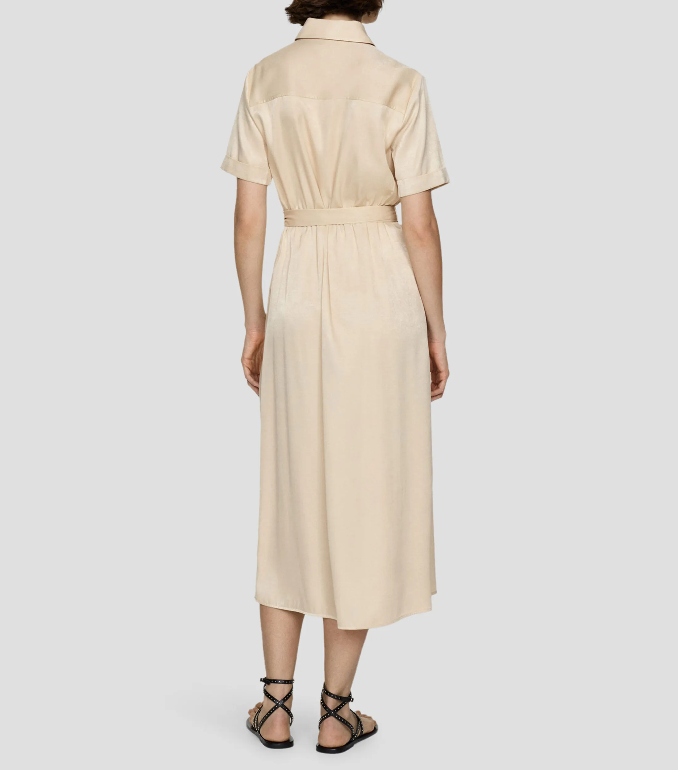 Mango Vestido largo liso manga corta Mujer