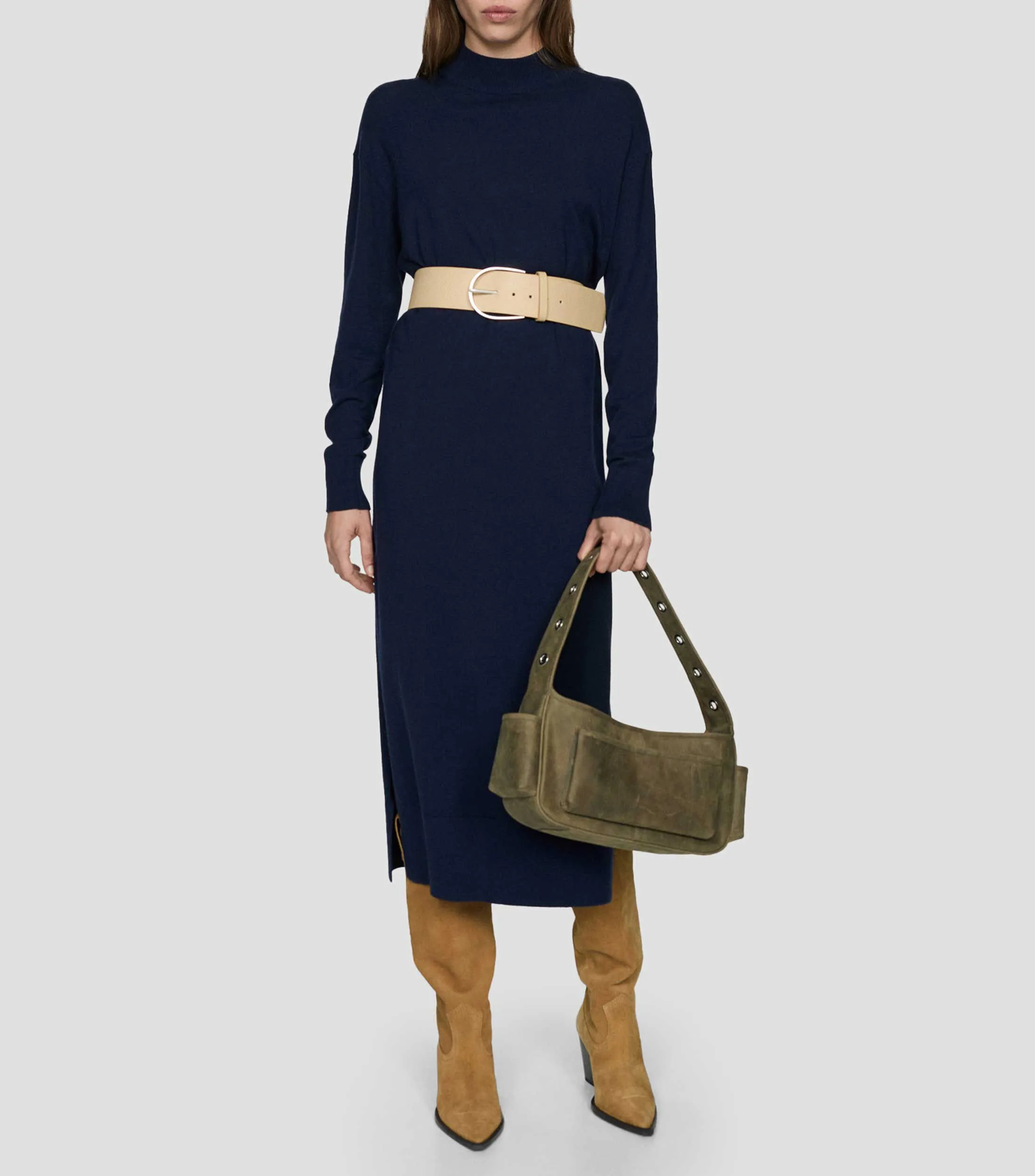 Mango Vestido largo liso manga larga Mujer