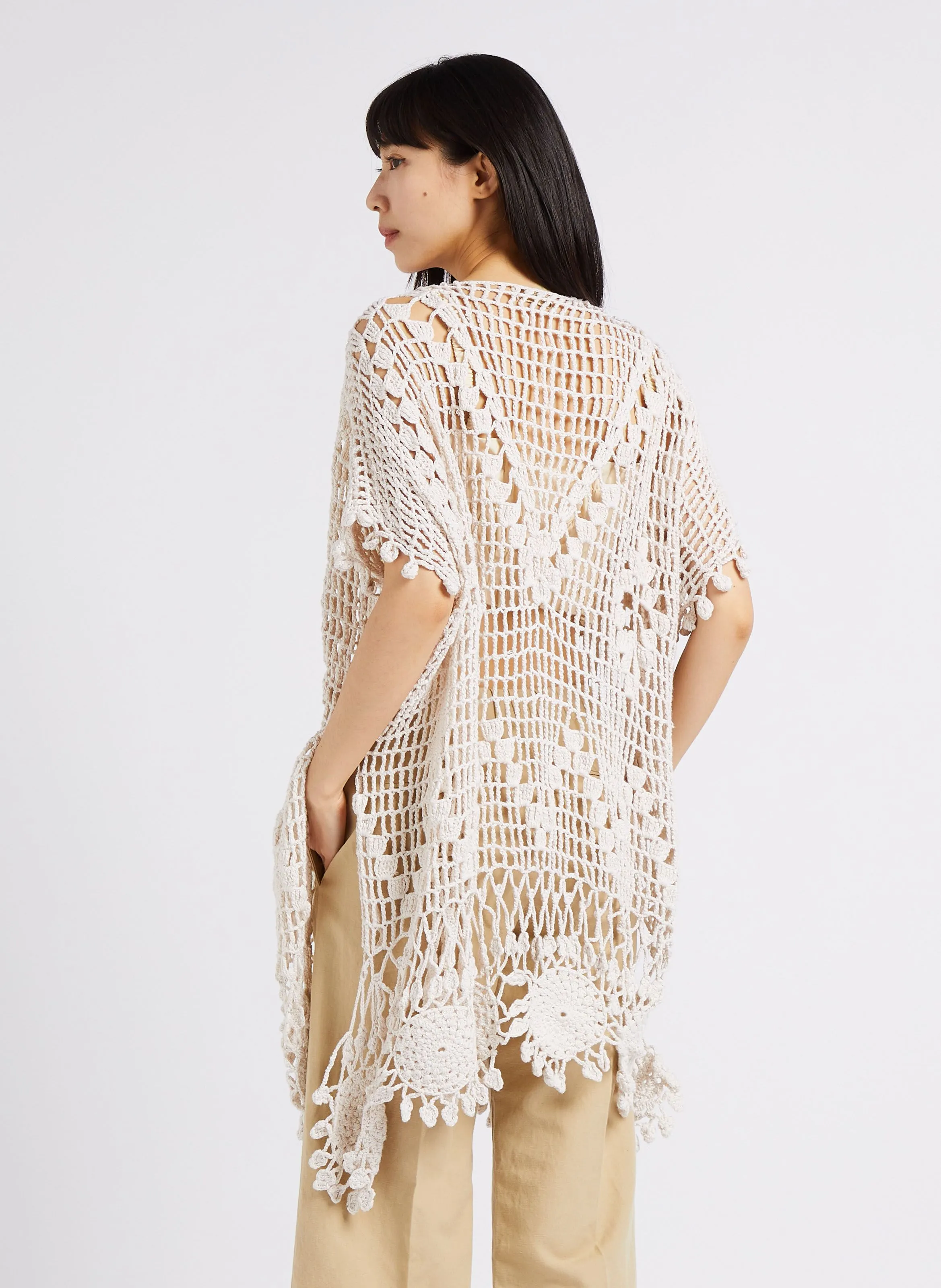 MES DEMOISELLES WOODY  VESTIDO CORTO DE PUNTO CALADO DE ALGODóN EN BEIGE