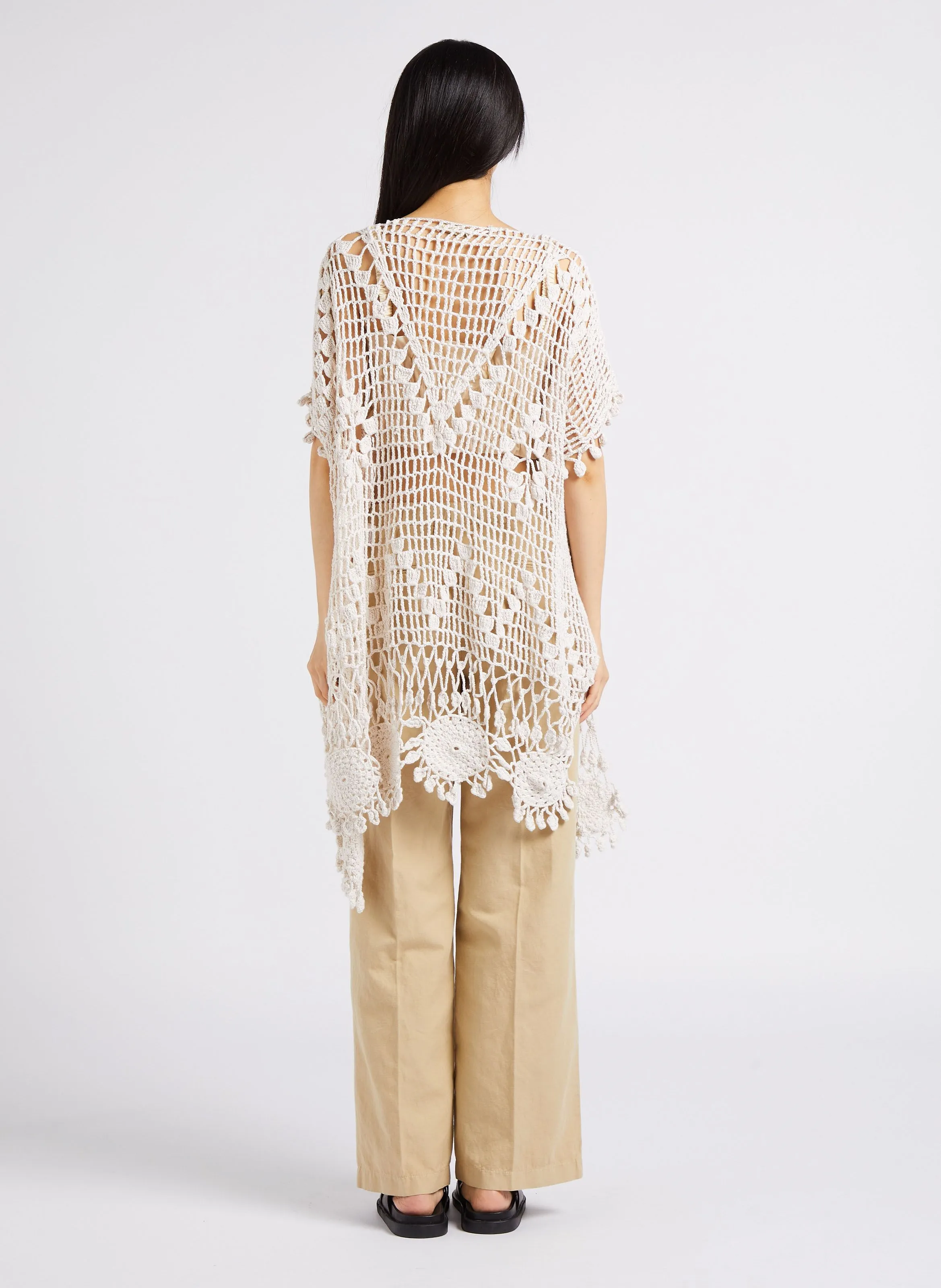 MES DEMOISELLES WOODY  VESTIDO CORTO DE PUNTO CALADO DE ALGODóN EN BEIGE