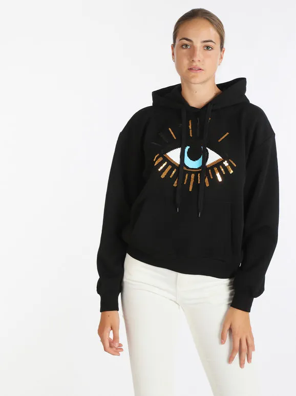Miss Kiss Sudadera de mujer con lentejuelas reversibles