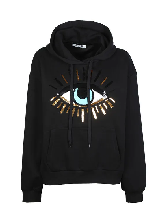 Miss Kiss Sudadera de mujer con lentejuelas reversibles