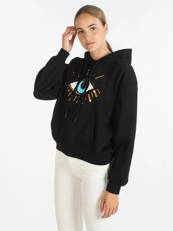 Miss Kiss Sudadera de mujer con lentejuelas reversibles