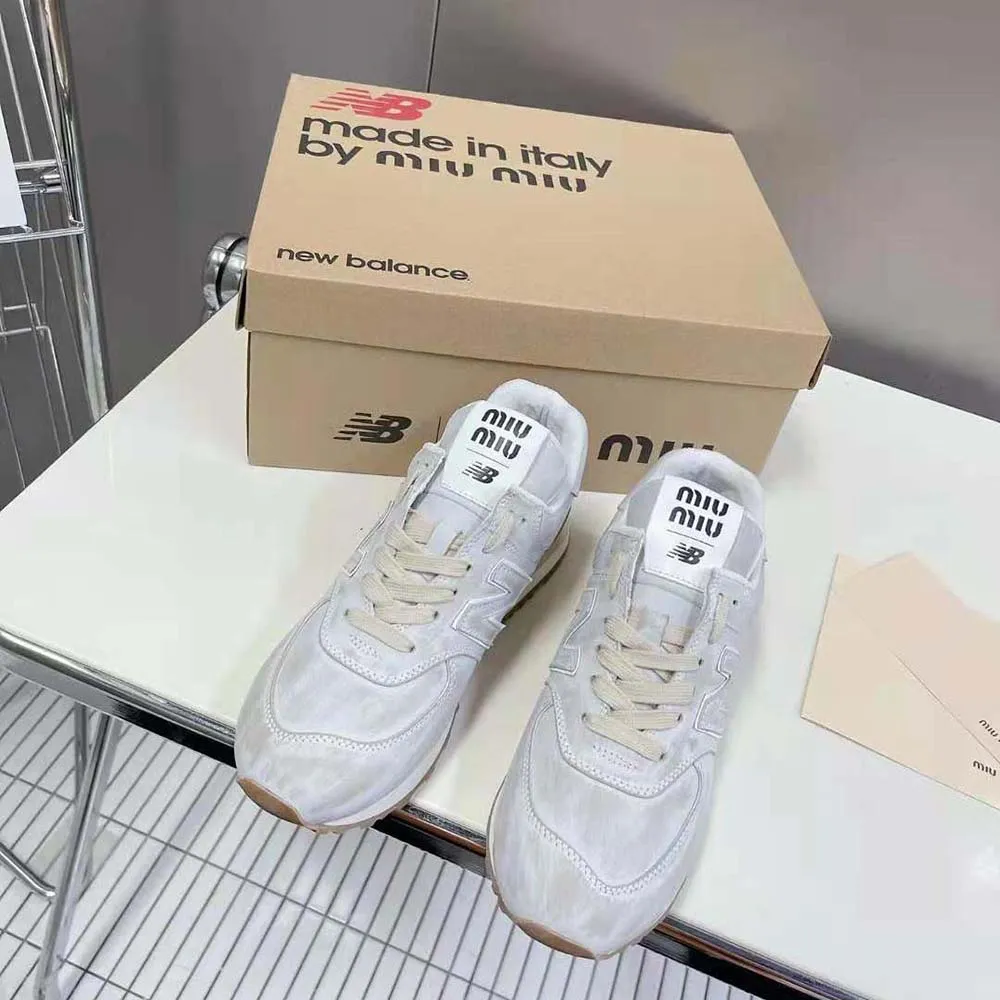 Miu Miu Mujer Zapatillas New Balance 574 x Miu Miu Piel Napa Efecto Vintage