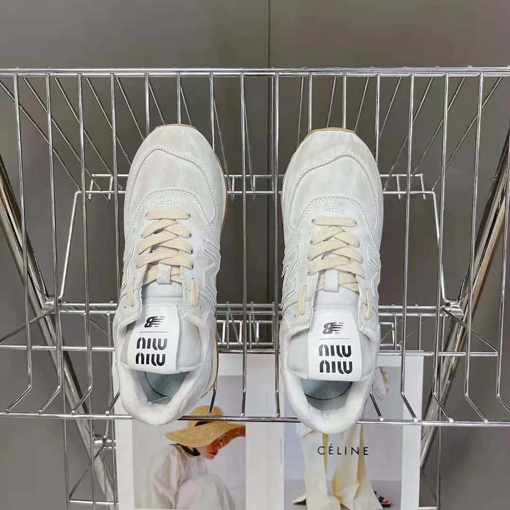 Miu Miu Mujer Zapatillas New Balance 574 x Miu Miu Piel Napa Efecto Vintage